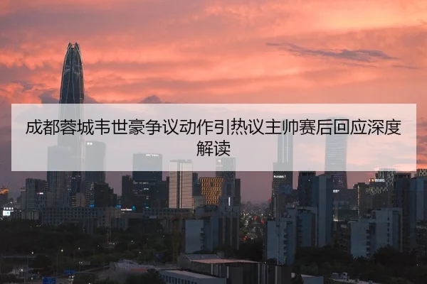成都蓉城韦世豪争议动作引热议主帅赛后回应深度解读