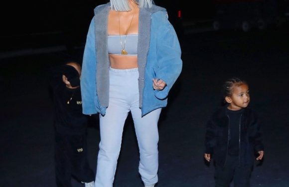 Kim Kardashian West Channels Kanye West’s Latest Yeezy 350 Boost In Blue Tint From Head To Toe